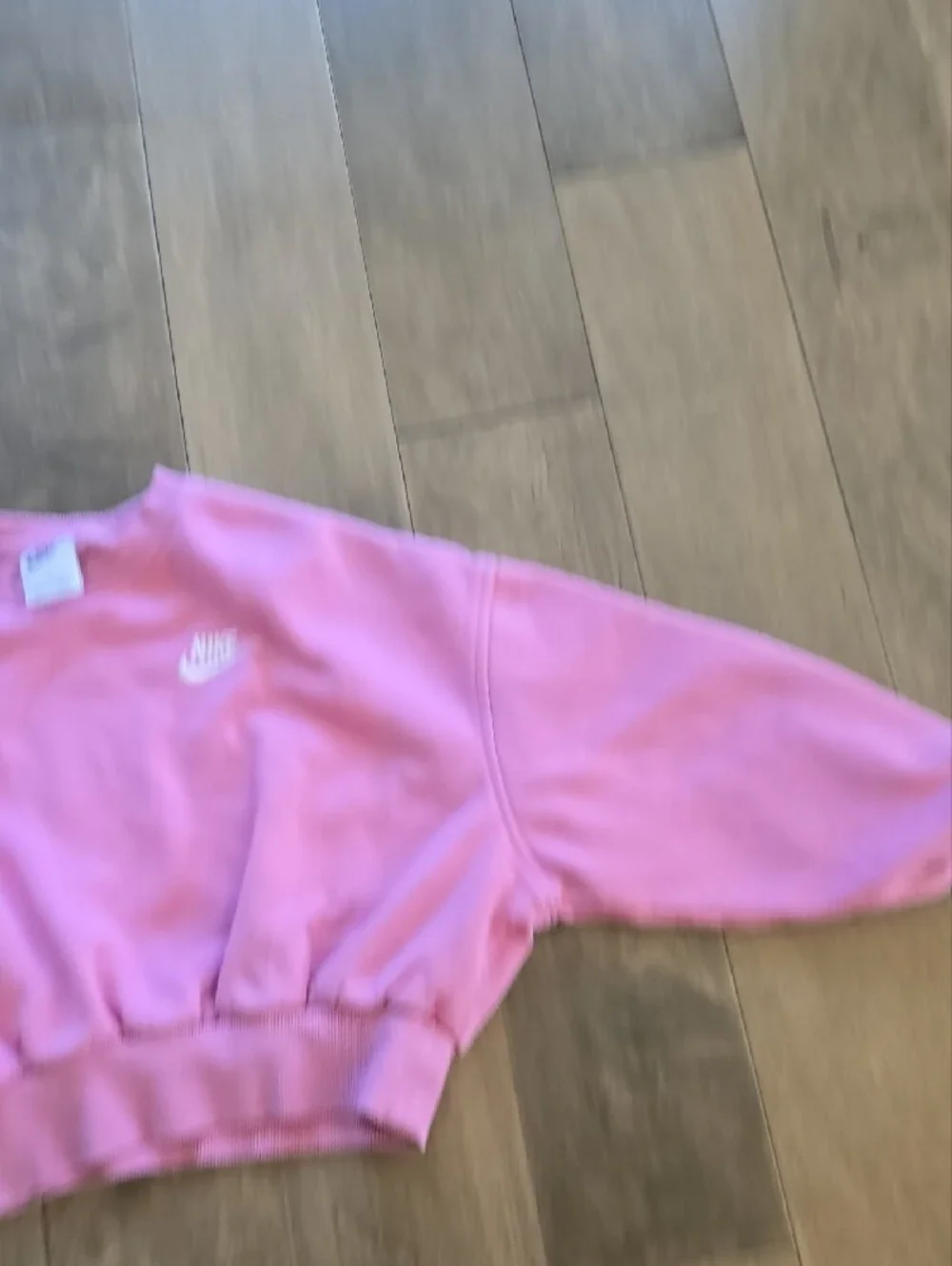 Nike Women's Light Pink Cropped Sweatshirt with White Logo